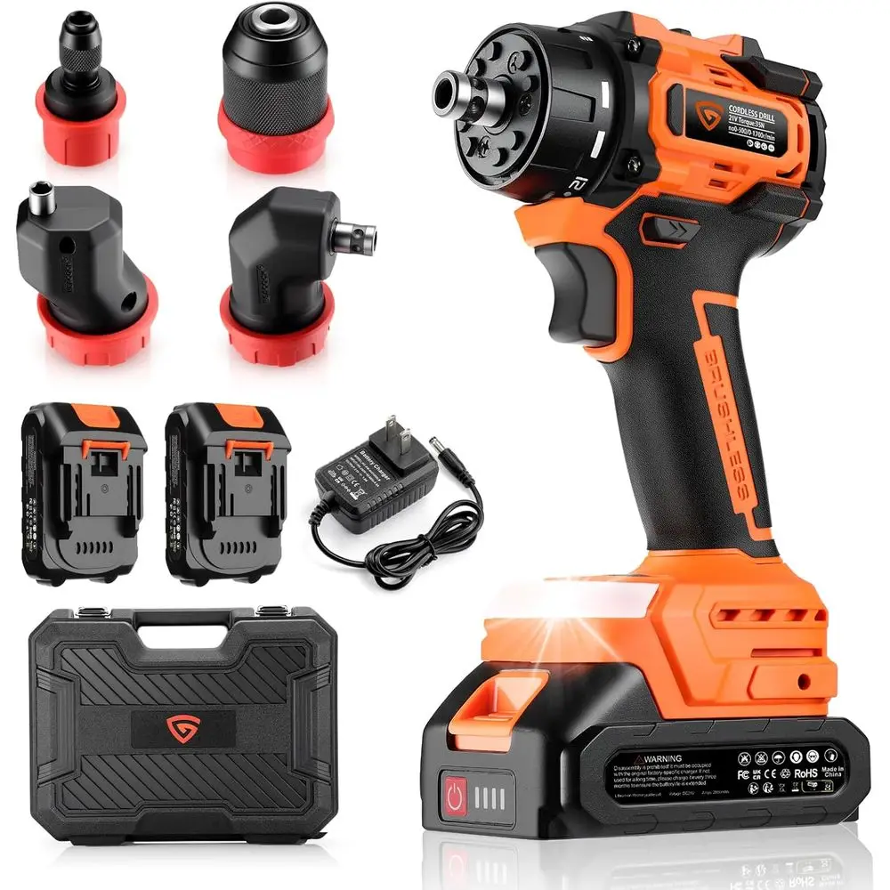 5-in-1 Multi-System Drill Driver Kit with 2 Batteries, Right Angle Adapter, Offset, 3-Jaw Chuck, Extension
5-in-1 Multi-System Drill Driver Kit with 2 Batteries, Right Angle Adapter, Offset, 3-Jaw Chuck, Extension