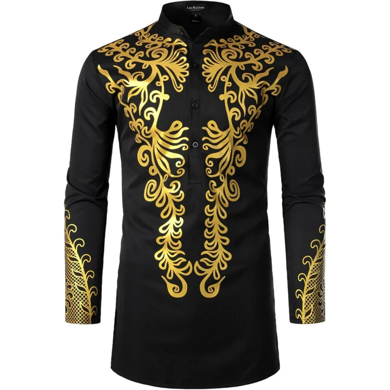 Men's Metallic Foil Print African Attire Dashiki Slim Fit Long Sleeve Lightweight Shirt
Men's Metallic Foil Print African Attire Dashiki Slim Fit Long Sleeve Lightweight Shirt