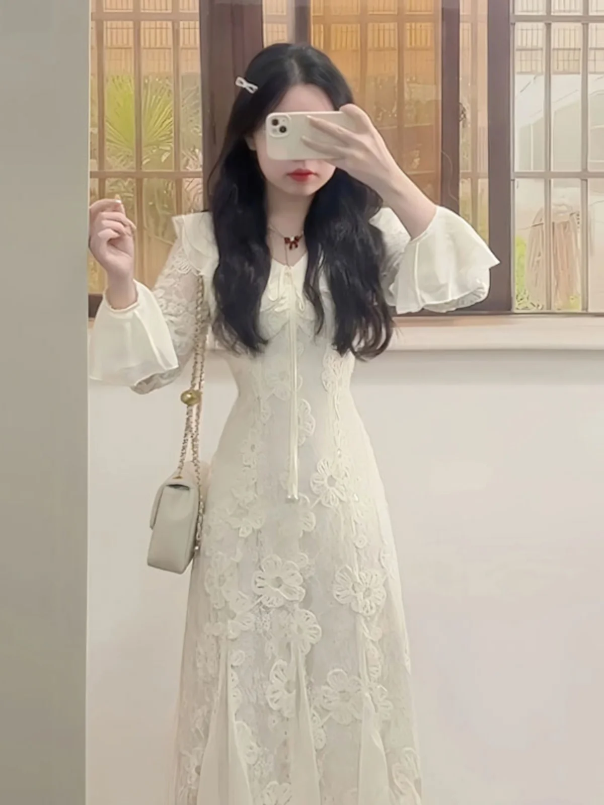 Elegant Lace Fish Tail Dress Loose Sensation French Style Long Sleeve V Neck Cotton Blend Women's Premium Feeling Skirt
Elegant Lace Fish Tail Dress Loose Sensation French Style Long Sleeve V Neck Cotton Blend Women's Premium Feeling Skirt