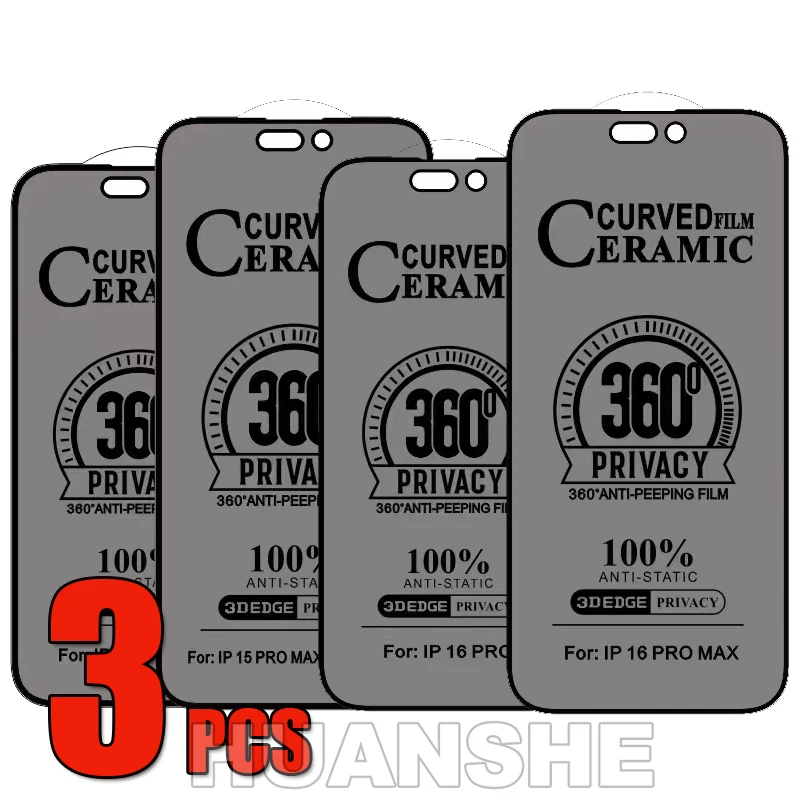 3pcs 360° Privacy Anti Spy HD Matte Ceramic Screen Protector for iPhone 17 Air 16 Pro Max 16E 15 Plus 14 13 12 11 XS
3pcs 360° Privacy Anti Spy HD Matte Ceramic Screen Protector for iPhone 17 Air 16 Pro Max 16E 15 Plus 14 13 12 11 XS