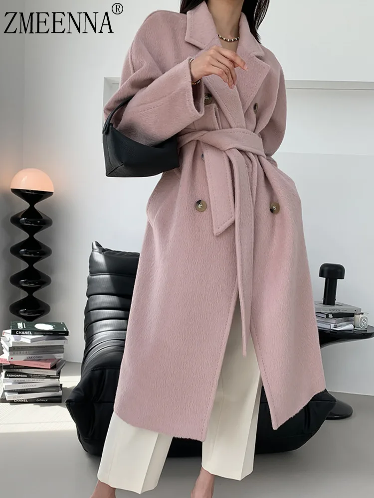 ZMEENNA Brown Wool Blend Double Breasted Coat For Women Long Winter Overcoat With Notched Lapel Warm Chic Outerwear ZM3466
ZMEENNA Brown Wool Blend Double Breasted Coat For Women Long Winter Overcoat With Notched Lapel Warm Chic Outerwear ZM3466