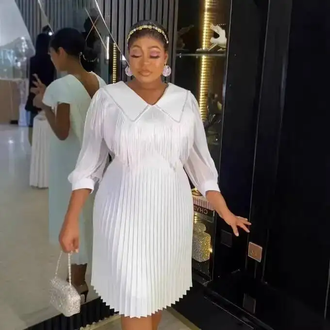 Plus-size Women's White Dress With Rhinestone Embellished Collar, Tassels, And Pleated Skirtelegant Party Midi Dress With Y2K
Plus-size Women's White Dress With Rhinestone Embellished Collar, Tassels, And Pleated Skirtelegant Party Midi Dress With Y2K