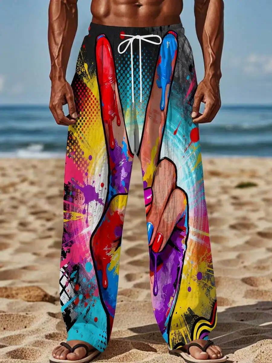 Colorful 3D Print Peace Hand Dripping Paint Beach Pants For Men Summer Loose Drawstring Casual Shorts
Colorful 3D Print Peace Hand Dripping Paint Beach Pants For Men Summer Loose Drawstring Casual Shorts