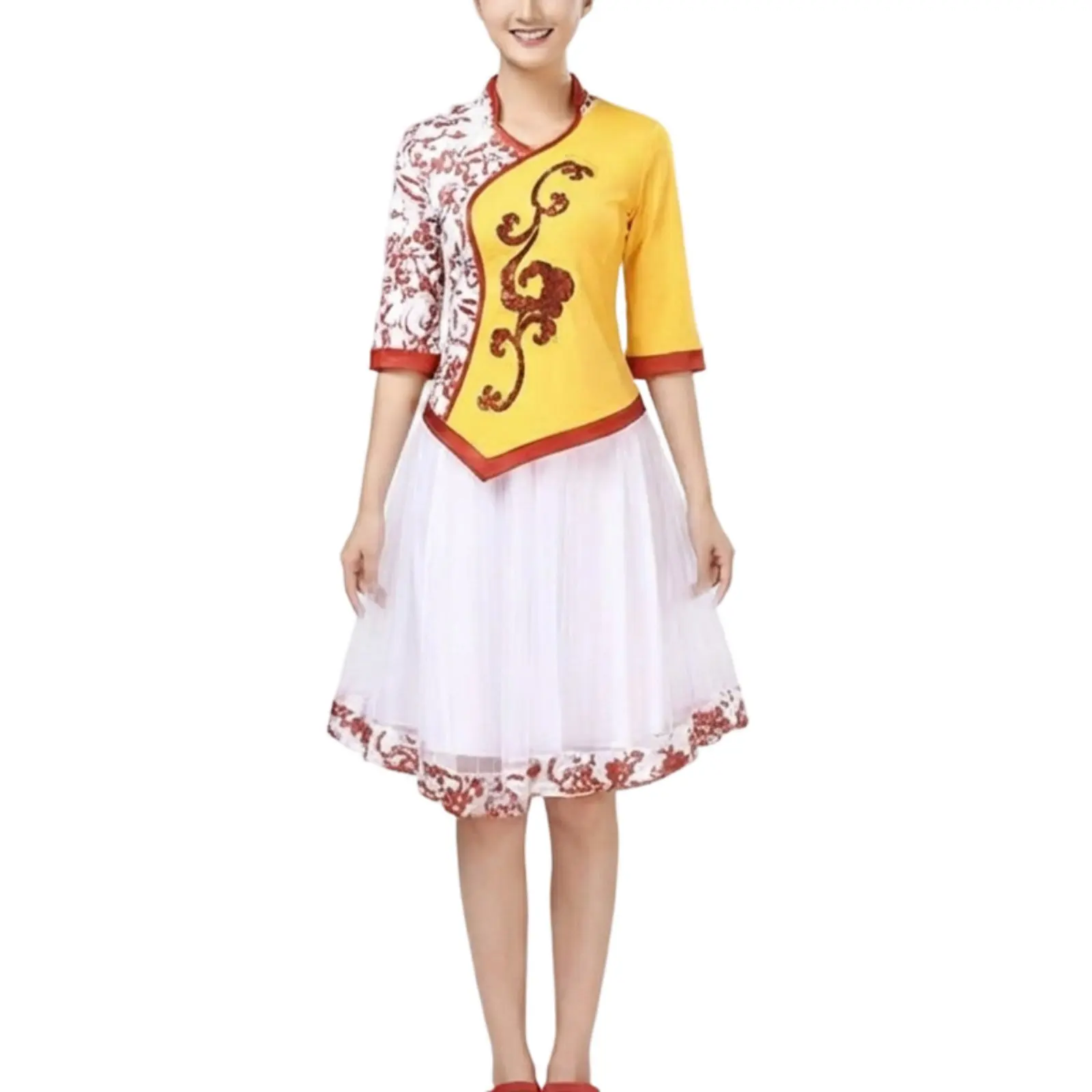Porcelain Pattern Dancewear Set, Square Dance Costume, Classical Style, Princess Sleeve, Flowing Skirt
Porcelain Pattern Dancewear Set, Square Dance Costume, Classical Style, Princess Sleeve, Flowing Skirt