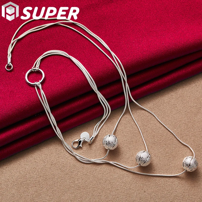925 Sterling Silver Three Frosted Beads Snake Chain Necklace For Women Man Fashion Wedding Charm Jewelry
925 Sterling Silver Three Frosted Beads Snake Chain Necklace For Women Man Fashion Wedding Charm Jewelry