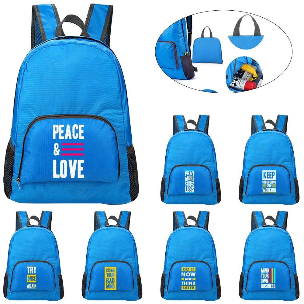 Portable Folding Backpack New Phrase Pattern Printing Folding Hiking Bag Ultra-light Outdoor Cycling Travel Backpack
Portable Folding Backpack New Phrase Pattern Printing Folding Hiking Bag Ultra-light Outdoor Cycling Travel Backpack