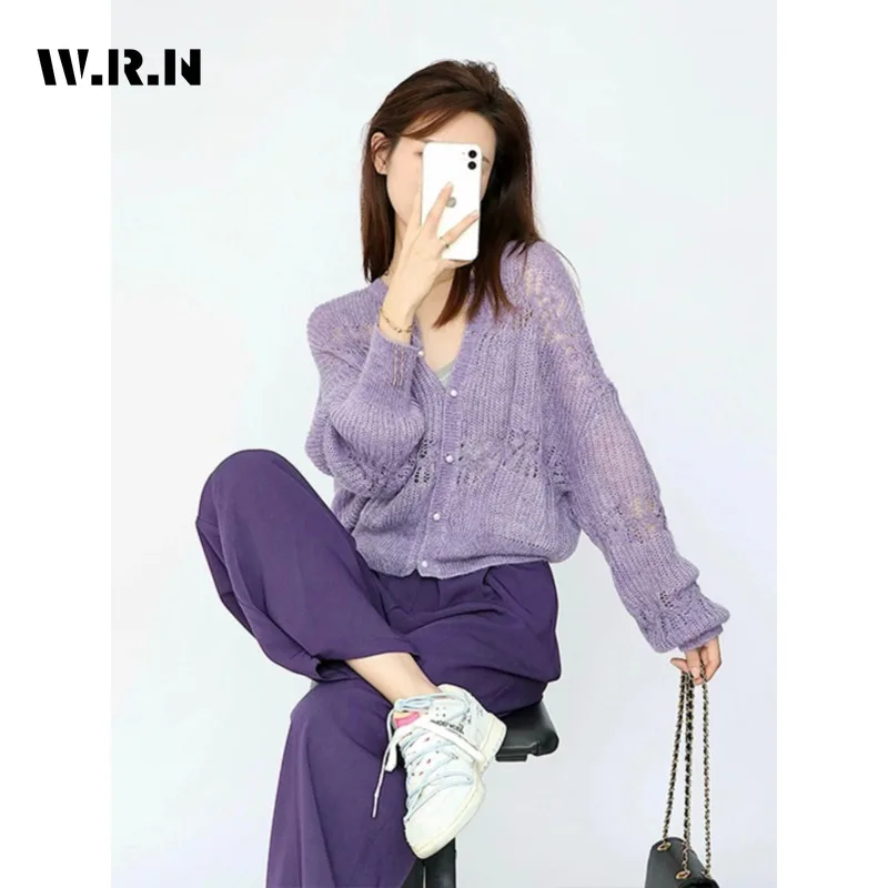 Korean Fashion Casual Purple Two-piece Set Women Long Sleeve Knitting Cardigans + Wide Leg Trousers Sets Cozy Pants Suits
Korean Fashion Casual Purple Two-piece Set Women Long Sleeve Knitting Cardigans + Wide Leg Trousers Sets Cozy Pants Suits