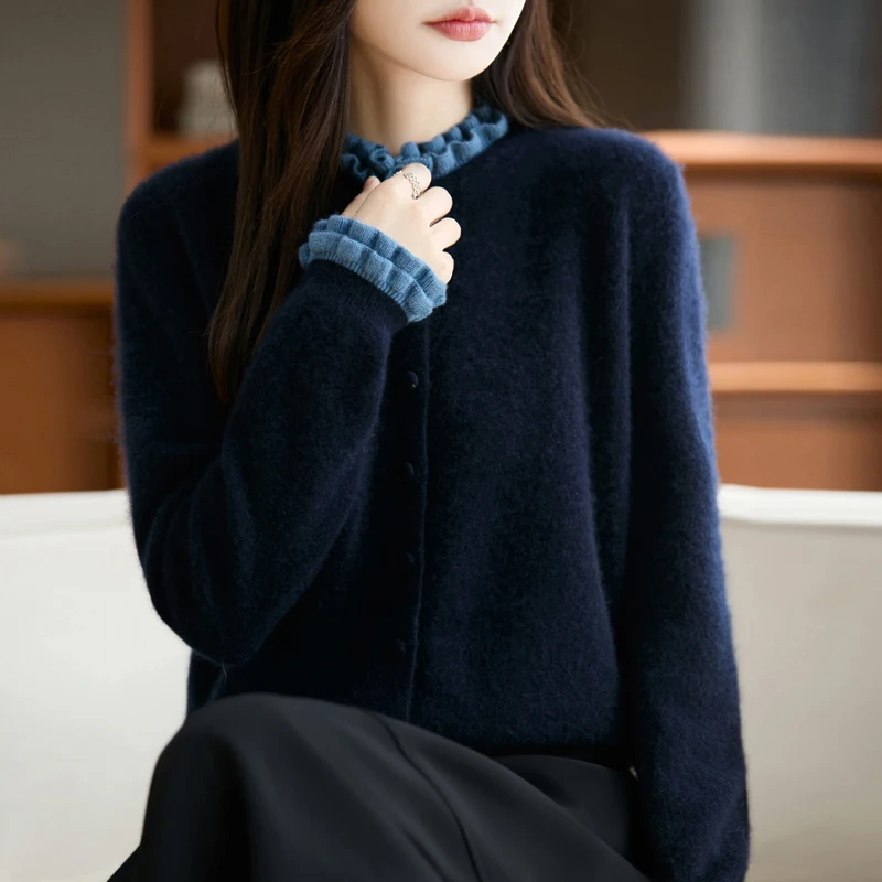 Chic 100% Merino Wool Cardigan Autumn Winter Women's Jacquard Thick Soft Warm Sweater Grace Casual O-Neck Knitting Sexy Clothing
Chic 100% Merino Wool Cardigan Autumn Winter Women's Jacquard Thick Soft Warm Sweater Grace Casual O-Neck Knitting Sexy Clothing