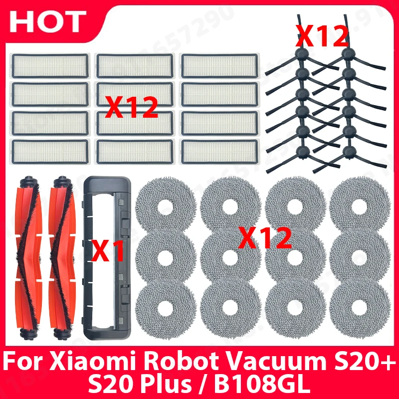 Main Side Brush Mop Cloth HEPA Filter Dust Bag Main brush cover For Xiaomi Robot Vacuum S20+ / S20 Plus / B108GL Accessories
Main Side Brush Mop Cloth HEPA Filter Dust Bag Main brush cover For Xiaomi Robot Vacuum S20+ / S20 Plus / B108GL Accessories