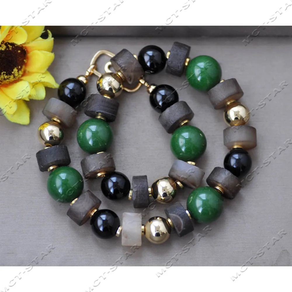 Z14579 20'' 20mm Green Jade Brown Black Cylinder Round Golden Bead Necklace
Z14579 20'' 20mm Green Jade Brown Black Cylinder Round Golden Bead Necklace