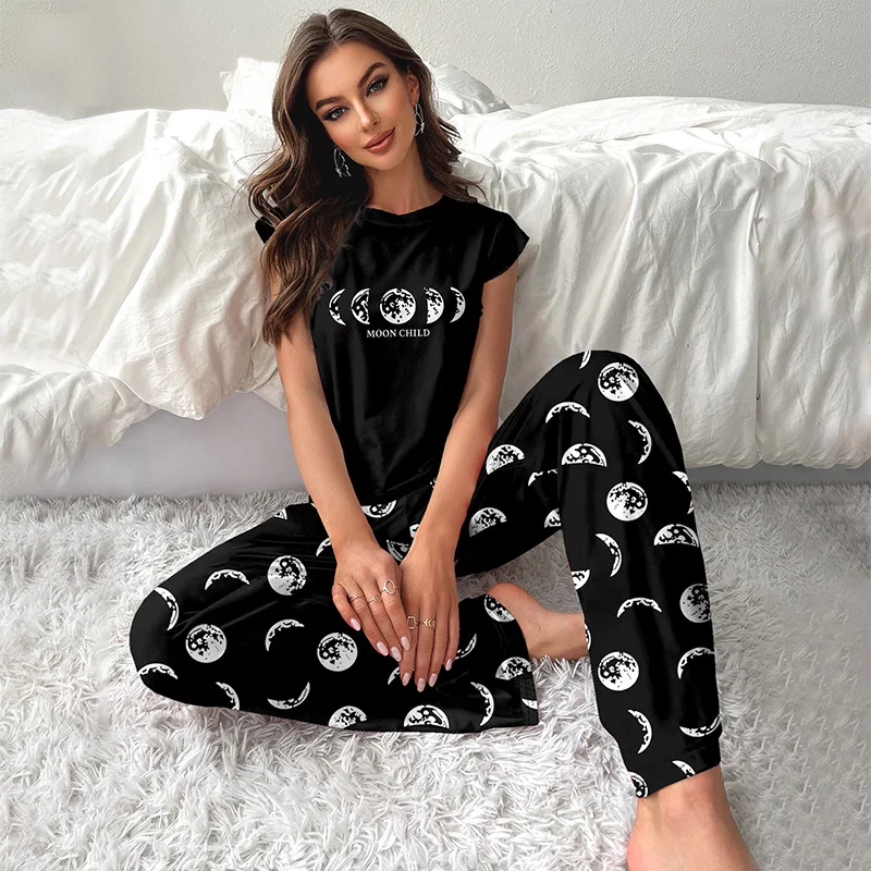 New Puff Sleeve Set Lady's Casual Comfort Tee Pants Short Sleeve Pajamas Sets Casual Homewear 2pcs Loungewear
New Puff Sleeve Set Lady's Casual Comfort Tee Pants Short Sleeve Pajamas Sets Casual Homewear 2pcs Loungewear