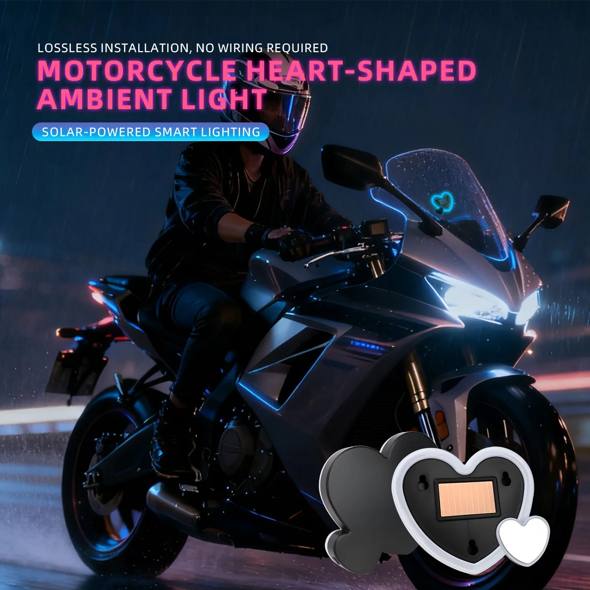 1pc Solar Powered Dual Heart-shaped Atmosphere Light Motorcycle Body Decorative Mood Light With Suction Cup USB RGB Neon Light
1pc Solar Powered Dual Heart-shaped Atmosphere Light Motorcycle Body Decorative Mood Light With Suction Cup USB RGB Neon Light