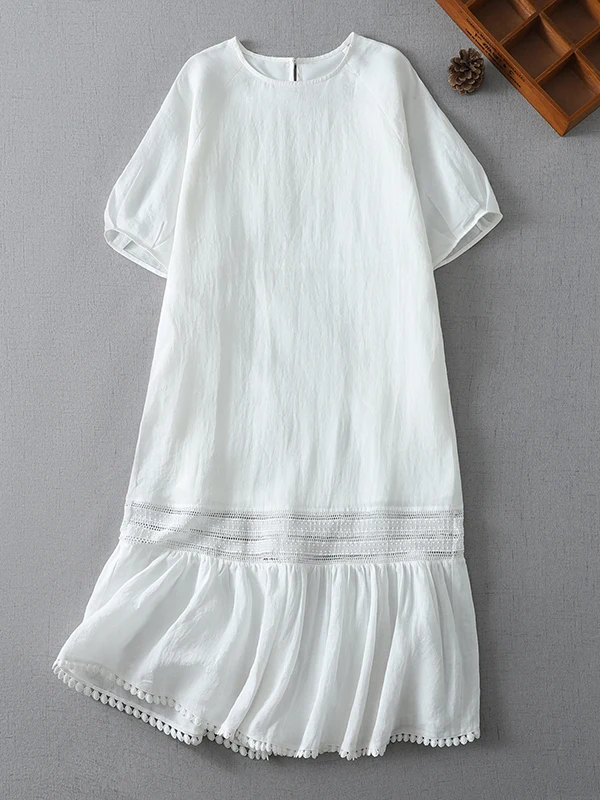French Style Lace Splice Loose Fit round Neck Mid-Length Summer Dress Breathable Skin-Friendly A-Line Skirt Casual Holiday Wear
French Style Lace Splice Loose Fit round Neck Mid-Length Summer Dress Breathable Skin-Friendly A-Line Skirt Casual Holiday Wear