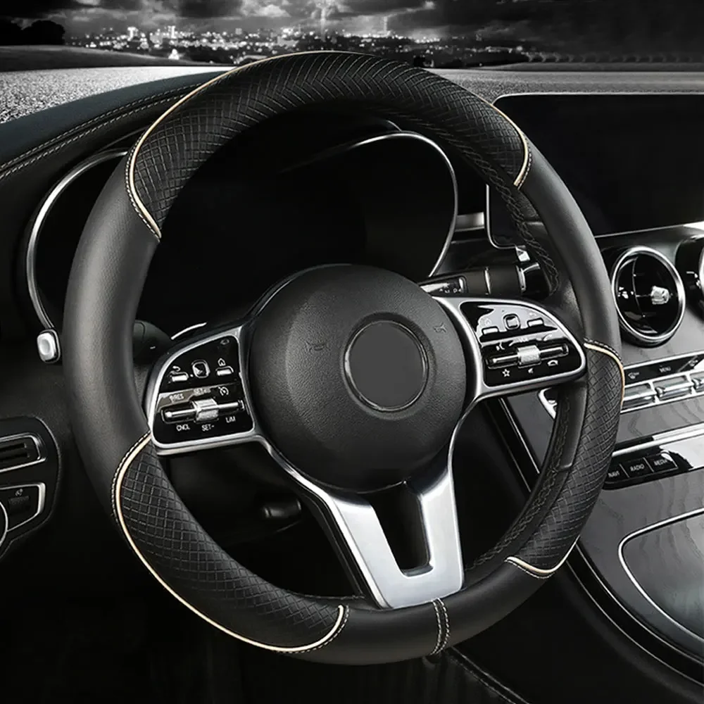 1Pc Universal Car PU Leather Steering Wheel Cover Universal Car Interior Decoration Protection Steering Wheel Cover Accessories
1Pc Universal Car PU Leather Steering Wheel Cover Universal Car Interior Decoration Protection Steering Wheel Cover Accessories