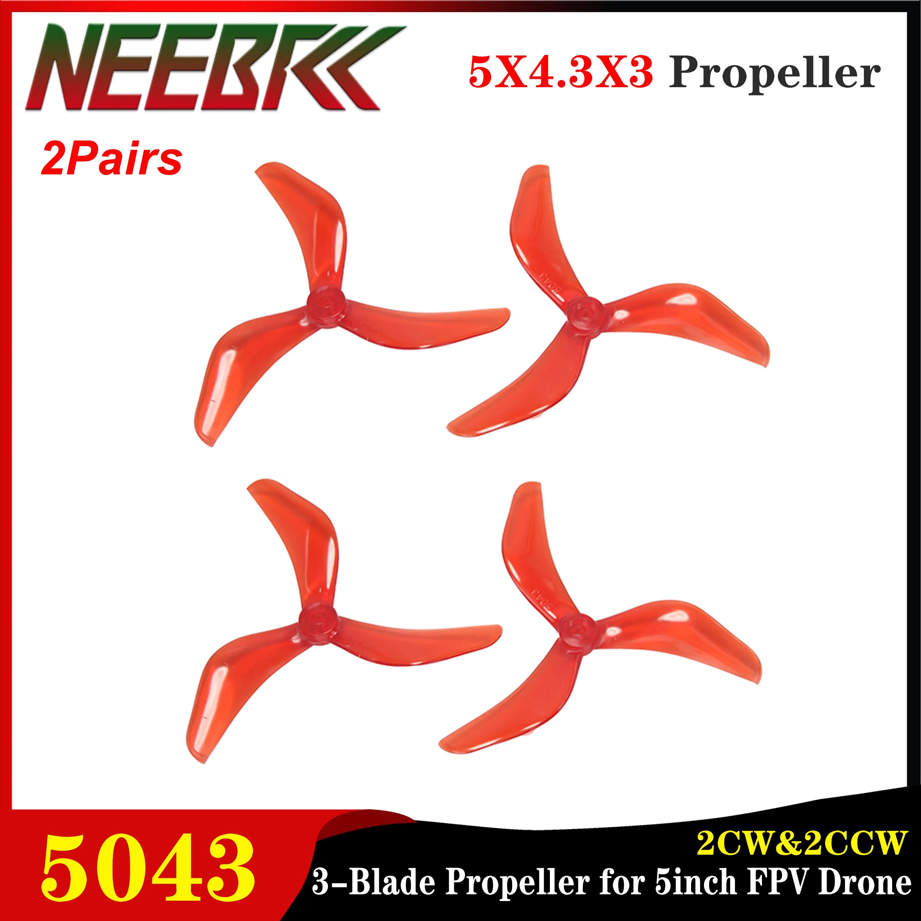 2Pairs 5043 5X4.3X3 Propeller Props 3-Blade 2CW&2CCW Wing Fans for 5inch FPV Drone RC Quadcopter Multicopter Mark4 Freestyle DIY
2Pairs 5043 5X4.3X3 Propeller Props 3-Blade 2CW&2CCW Wing Fans for 5inch FPV Drone RC Quadcopter Multicopter Mark4 Freestyle DIY