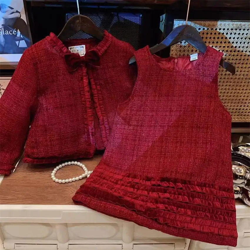 Girls Woolen Clothes Sets Autumn Winter Children Princess Coats Vest Dress 2pcs Thick Suit For Baby Warm Down Dresses Outfit Kid
Girls Woolen Clothes Sets Autumn Winter Children Princess Coats Vest Dress 2pcs Thick Suit For Baby Warm Down Dresses Outfit Kid