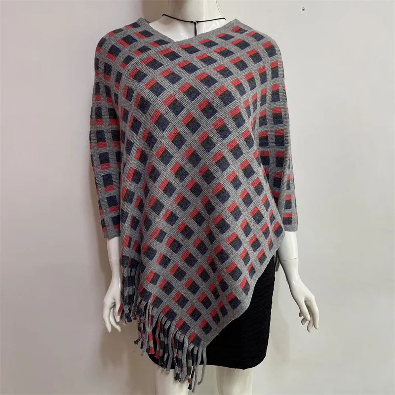 Spring Autumn Women New Plaid Tassel Shawl Cloak Sweater Tricolor Pullover Fashion Lady Coat Cloak Sunscreen Gray
Spring Autumn Women New Plaid Tassel Shawl Cloak Sweater Tricolor Pullover Fashion Lady Coat Cloak Sunscreen Gray
