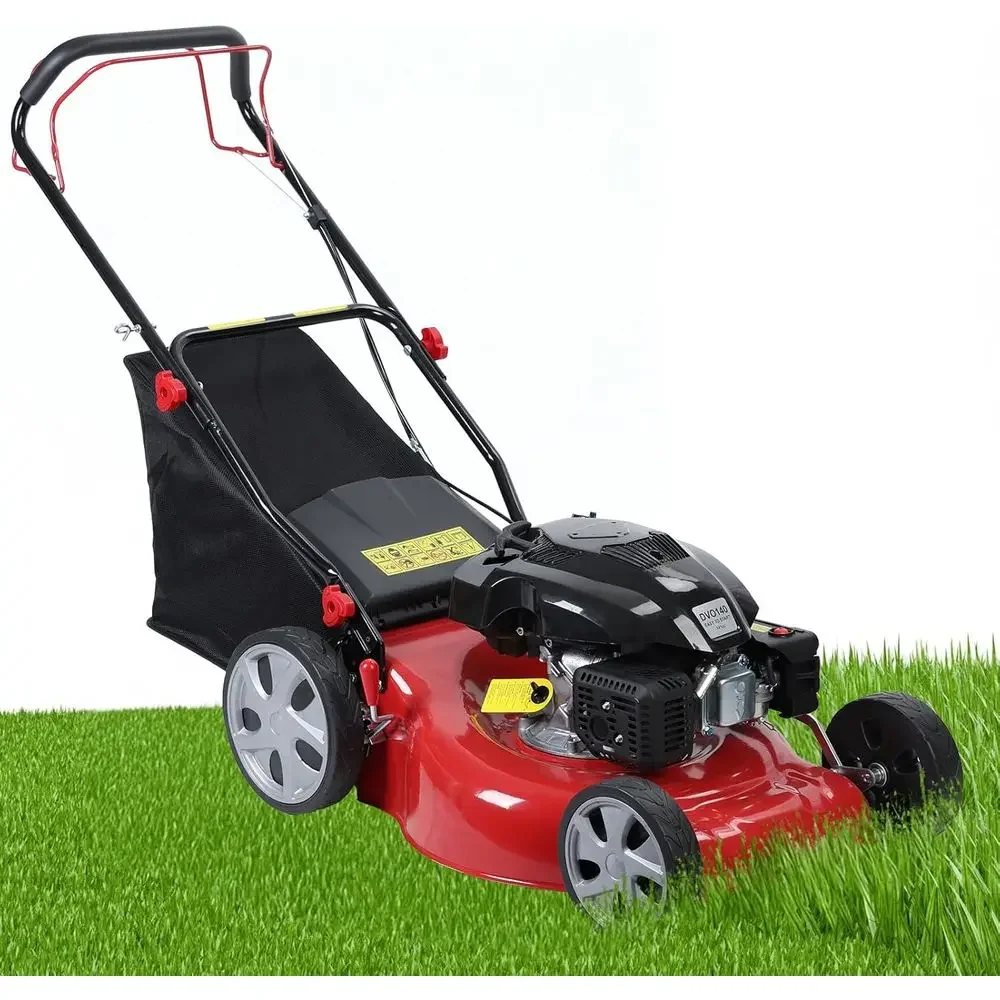 Self-Propelled 141cc OHV Gas Lawn Mower with 20 Steel Deck, 3-in-1 Cutting, 8-Height Settings, 20L Catcher, Red Design
Self-Propelled 141cc OHV Gas Lawn Mower with 20 Steel Deck, 3-in-1 Cutting, 8-Height Settings, 20L Catcher, Red Design