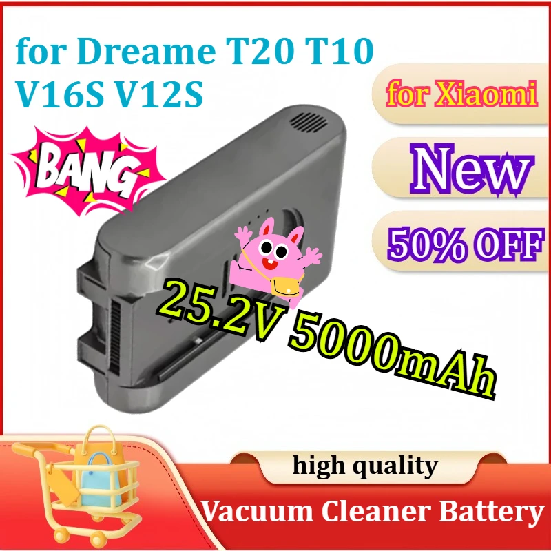 Replacement Battery for Xiaomi Dreame T20 T10 V16S V12S Cordless Vacuum Cleaner Rechargeable Li-ion Battery 25.2V 5000mAh
Replacement Battery for Xiaomi Dreame T20 T10 V16S V12S Cordless Vacuum Cleaner Rechargeable Li-ion Battery 25.2V 5000mAh
