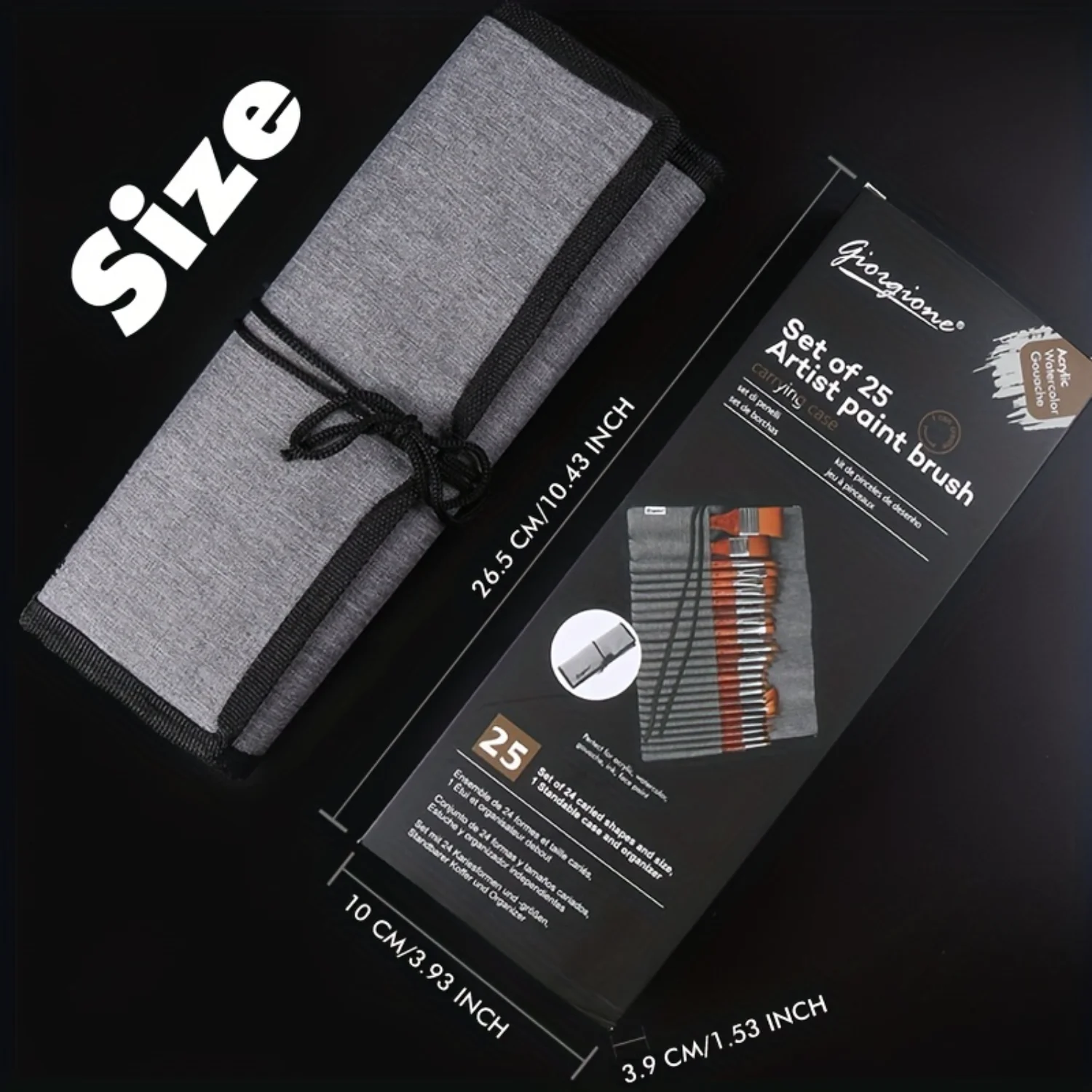 's Painting Kit - 24 Durable Nylon Brushes, Beginner-Friendly, Portable Canvas Wrap for Watercolor & Gouache
's Painting Kit - 24 Durable Nylon Brushes, Beginner-Friendly, Portable Canvas Wrap for Watercolor & Gouache