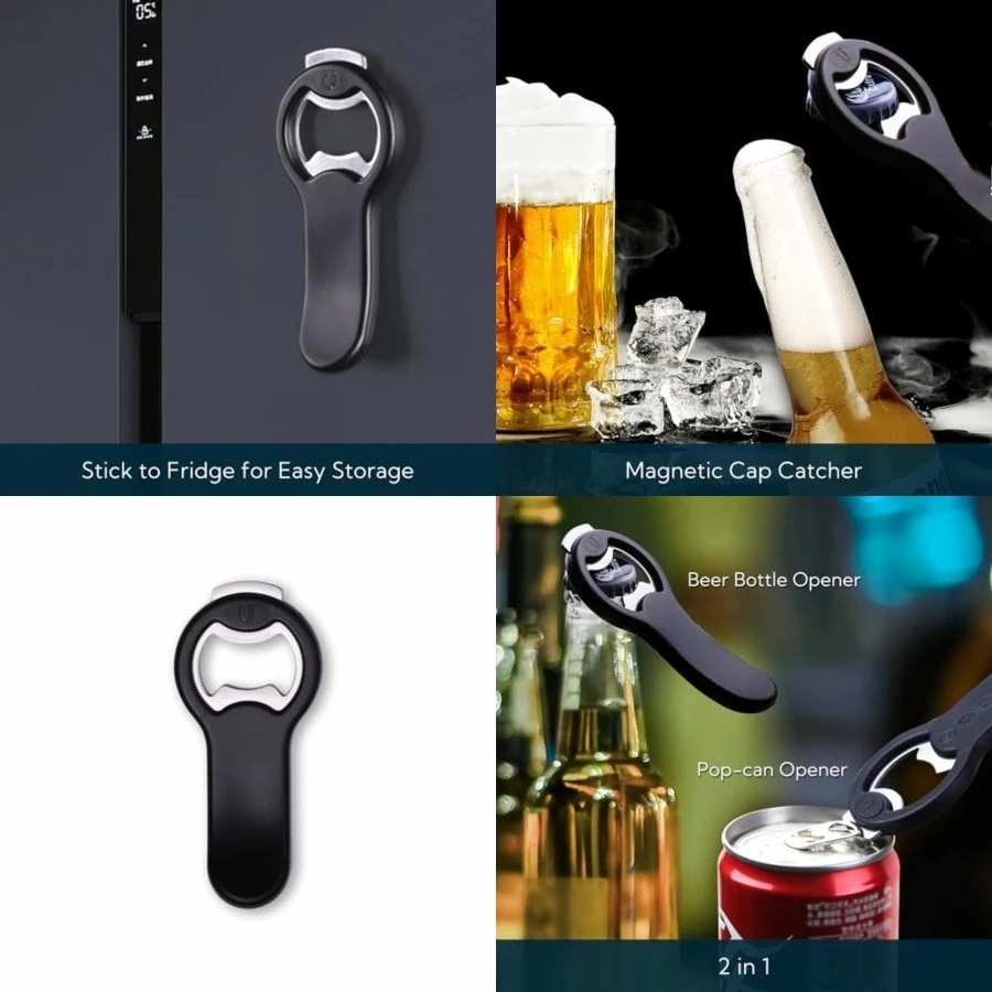 2 in 1 Magnetic Beer Bottle Opener for Fridge and RV with Cap Catcher - Pop Can Soda Can Opener, Stick to Refrigerator for Easy Storage with Magnet, Gift for Men Husband Father,1 Pack
2 in 1 Magnetic Beer Bottle Opener for Fridge and RV with Cap Catcher - Pop Can Soda Can Opener, Stick to Refrigerator for Easy Storage with Magnet, Gift for Men Husband Father,1 Pack