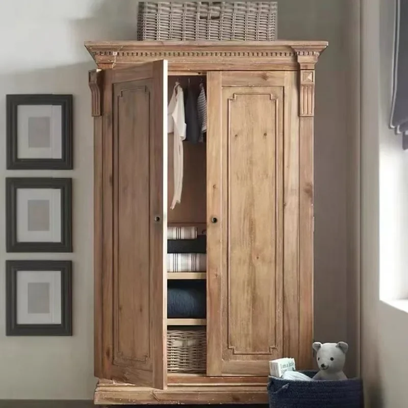 North American retro solid wood wardrobe double door wardrobe French oak storage cabinet bedroom small apartment hanging
North American retro solid wood wardrobe double door wardrobe French oak storage cabinet bedroom small apartment hanging