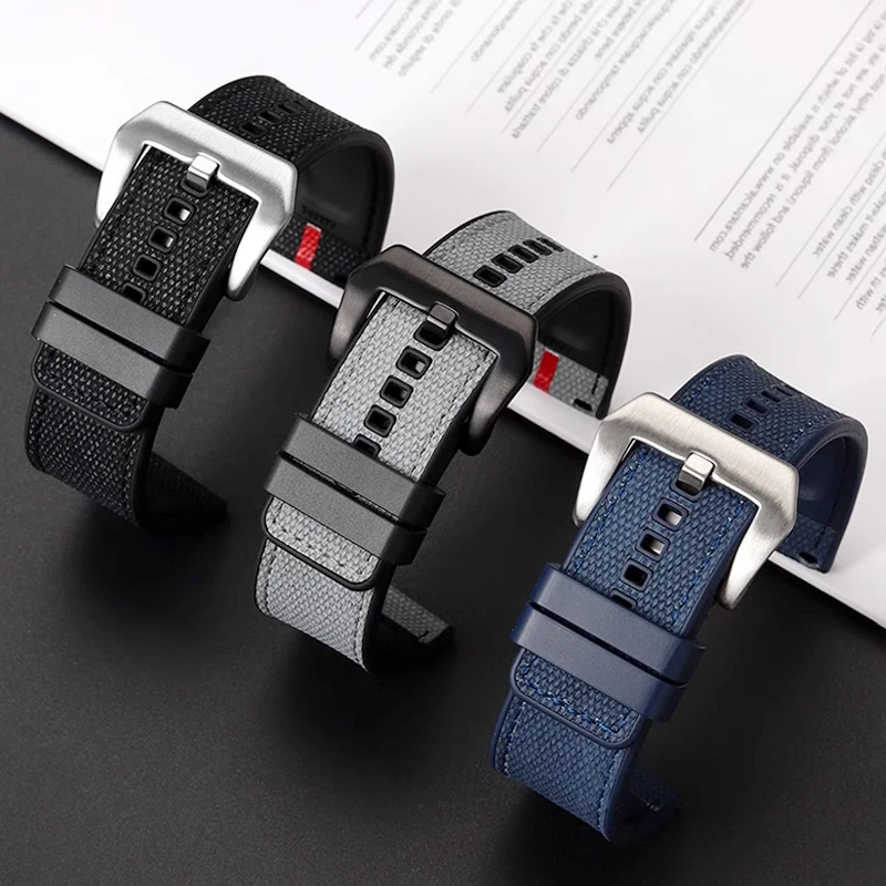 24mm Canvas silicone wristband for Panerai stealth PAM1391/1565 Lumino 1404 series nylon rubber watch strap Watch accessories
24mm Canvas silicone wristband for Panerai stealth PAM1391/1565 Lumino 1404 series nylon rubber watch strap Watch accessories
