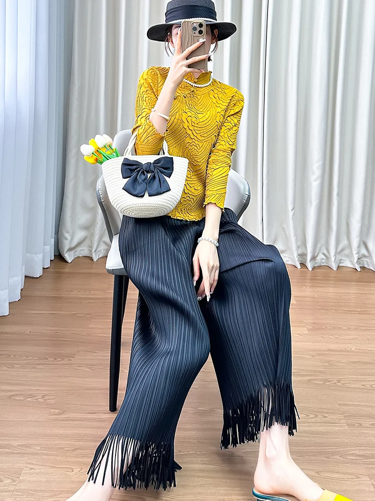 Loose Summer New Arrival Two-Piece Set Long Sleeve round Neck Shirt Pleated Color Casual Pants Pure Color Wide Leg Pants
Loose Summer New Arrival Two-Piece Set Long Sleeve round Neck Shirt Pleated Color Casual Pants Pure Color Wide Leg Pants