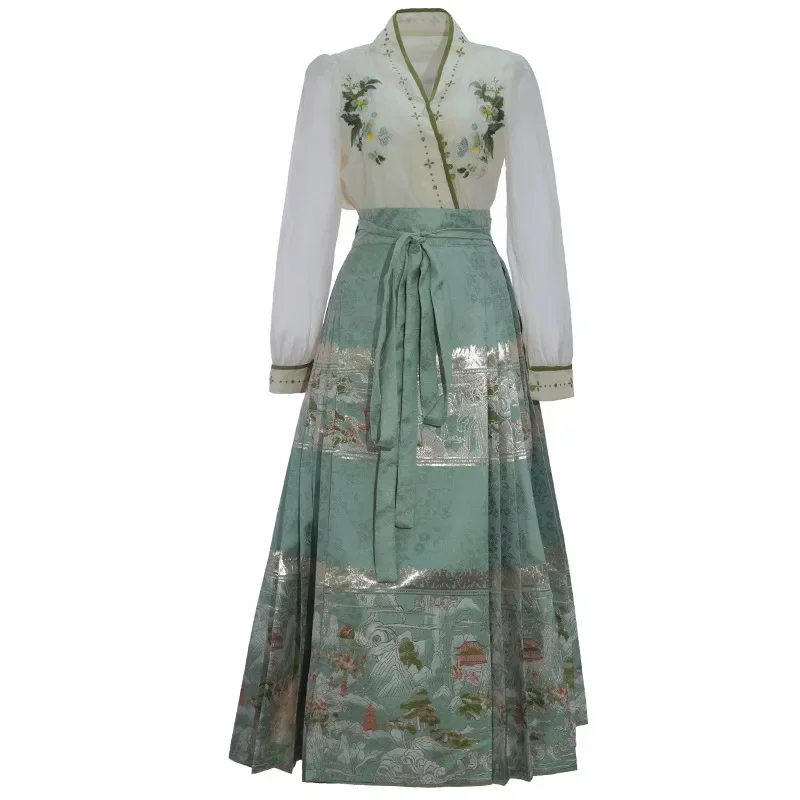 Heavy Duty Top Two-Piece Set Improved Hanfu Design New Chinese Style Hanfu Women's Embroidery Shirt And Skirt Set 2025 NEW
Heavy Duty Top Two-Piece Set Improved Hanfu Design New Chinese Style Hanfu Women's Embroidery Shirt And Skirt Set 2025 NEW