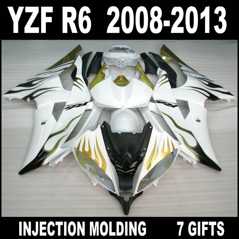 fairings for 08 09 10 11 12 13 YAMAHA R6 fairings 2008 2009 - 2013 gold black flames in white YZF R6 fairing set HUN85
fairings for 08 09 10 11 12 13 YAMAHA R6 fairings 2008 2009 - 2013 gold black flames in white YZF R6 fairing set HUN85