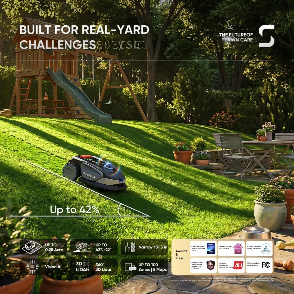 US Shipping Hot New Robot Lawn Mower for 0.25 Acre, AI Vision & 360° LiDAR Navigation, Wire-Free, App Control, Quiet
US Shipping Hot New Robot Lawn Mower for 0.25 Acre, AI Vision & 360° LiDAR Navigation, Wire-Free, App Control, Quiet