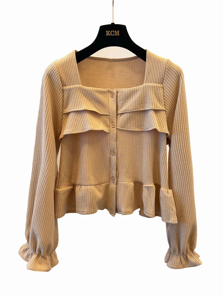 AZYT Square Collar Short Jackets Female Ruffles Solid Color Basic Coat For Women Autumn Casual Women's Jacket
AZYT Square Collar Short Jackets Female Ruffles Solid Color Basic Coat For Women Autumn Casual Women's Jacket