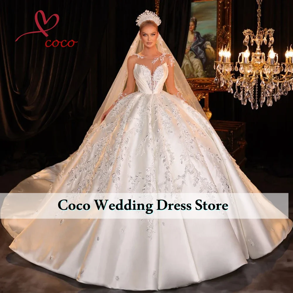 Роскошное атласное бальное платье с длинными рукавами и пуговицами сзади по индивидуальному заказу, блестящее атласное бальное платье с бисером и блестками, свадебные платья Vestido De Novia
Роскошное атласное бальное платье с длинными рукавами и пуговицами сзади по индивидуальному заказу, блестящее атласное бальное платье с бисером и блестками, свадебные платья Vestido De Novia