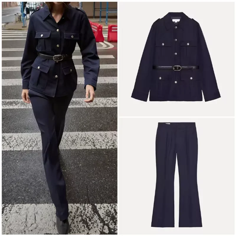 Повседневные женские прямые брюки, костюм с однотонным поясом, однобортный топ с длинными рукавами, брюки на молнии, новые модные осенние комплекты из двух предметов
Повседневные женские прямые брюки, костюм с однотонным поясом, однобортный топ с длинными рукавами, брюки на молнии, новые модные осенние комплекты из двух предметов