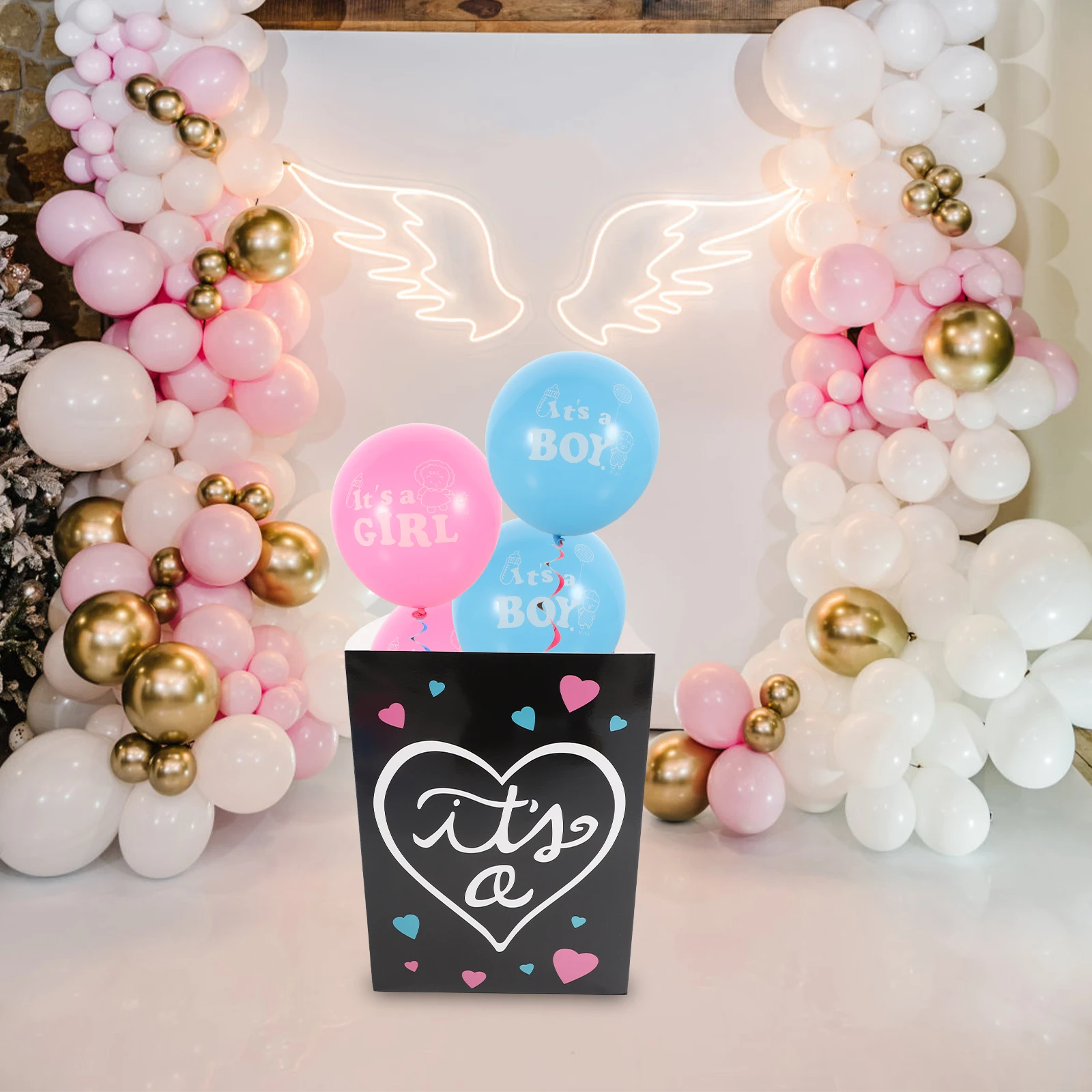 1 set Gender Reveal Box Baby Shower Decorations Pink White Balloons Card Printing Party Supplies Venue Props Assorted Colors
1 set Gender Reveal Box Baby Shower Decorations Pink White Balloons Card Printing Party Supplies Venue Props Assorted Colors