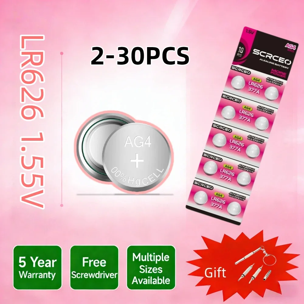 High Capacity SR626SW AG4 alkaline Battery LR626 377A V377 1.5V Watch Button Cell Batteries for Mini Flashlight Toy
High Capacity SR626SW AG4 alkaline Battery LR626 377A V377 1.5V Watch Button Cell Batteries for Mini Flashlight Toy