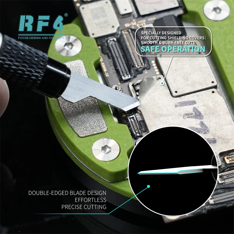 RF4 RF-HD12A Quick Disassembly Pressing Blade Handler for Mobile Phone PCB Motherboard IC Chip Removal Knife Handle Repair Tool
RF4 RF-HD12A Quick Disassembly Pressing Blade Handler for Mobile Phone PCB Motherboard IC Chip Removal Knife Handle Repair Tool