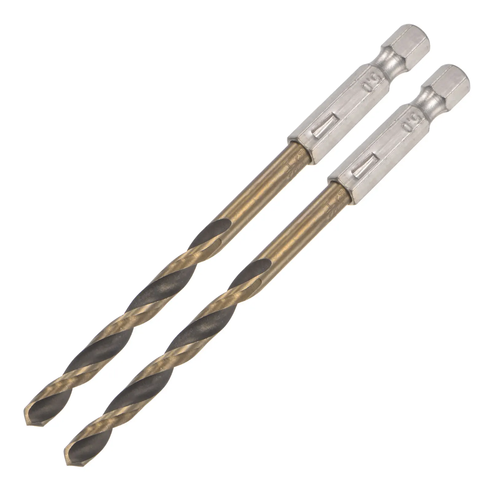 2 шт. 5 мм спиральное сверло из высокоскоростной стали с шестигранным хвостовиком, длина 105 мм 
2 шт. 5 мм спиральное сверло из высокоскоростной стали с шестигранным хвостовиком, длина 105 мм
