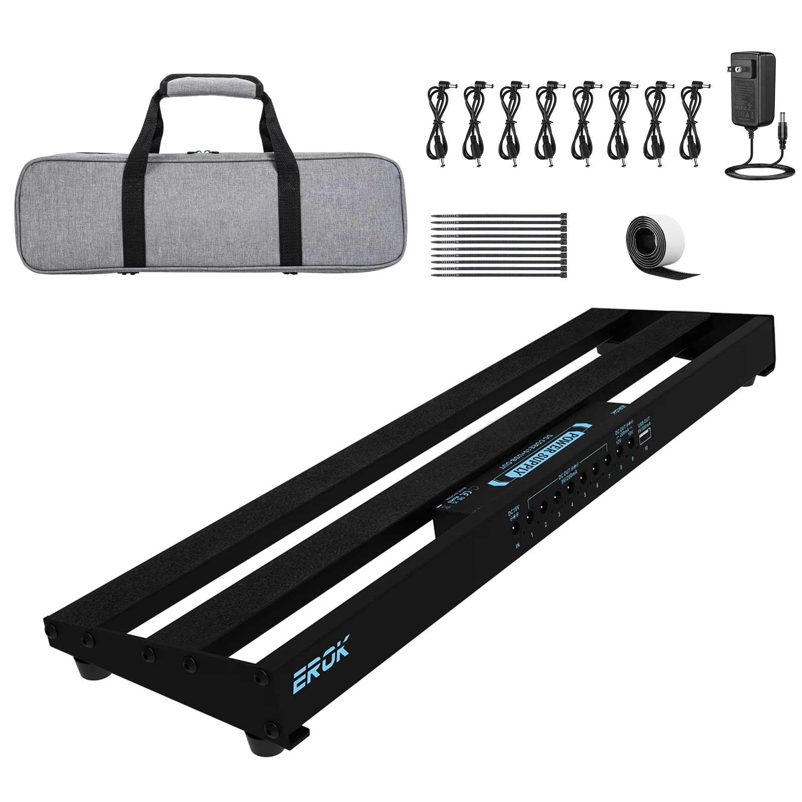 EROK Guitar Pedal Board with Built-in Power Supply Aluminium Alloy PedalBoard Cables Bag Adhesive Hookside Tape
EROK Guitar Pedal Board with Built-in Power Supply Aluminium Alloy PedalBoard Cables Bag Adhesive Hookside Tape