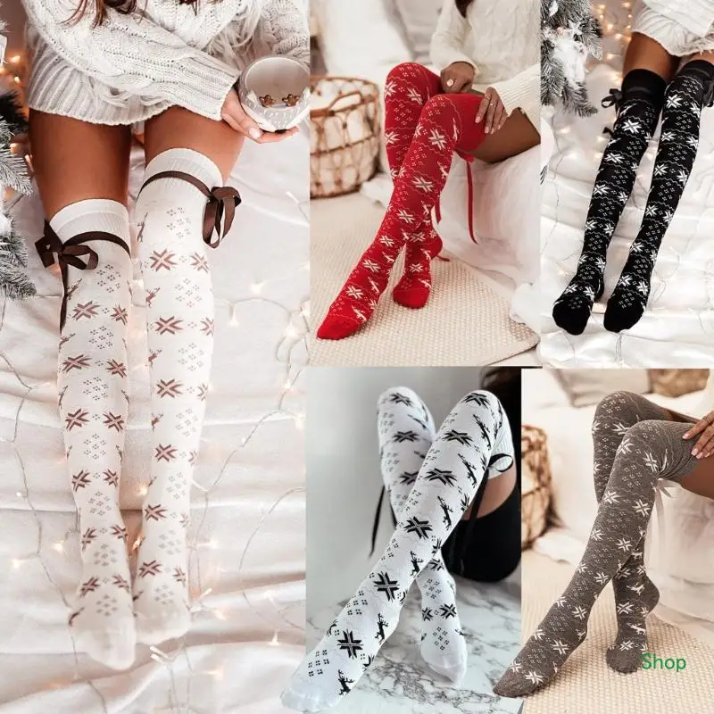 Dropship Womens Christmas Knitted Thigh High Socks with Lace Up Bows Snowflake Print Over Knee Boot Stockings Winter Leg Warmers
Dropship Womens Christmas Knitted Thigh High Socks with Lace Up Bows Snowflake Print Over Knee Boot Stockings Winter Leg Warmers