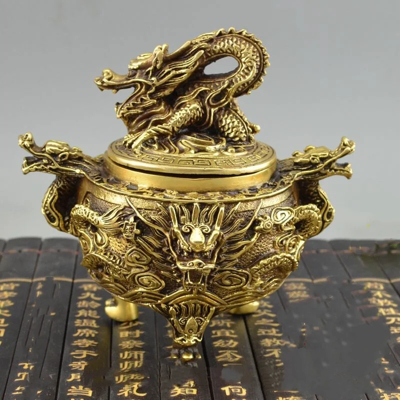 Antique Copper Collection Dragon Statue Incense Burner handicraft Home Buddha Hall Desktop Zen Ornament
Antique Copper Collection Dragon Statue Incense Burner handicraft Home Buddha Hall Desktop Zen Ornament