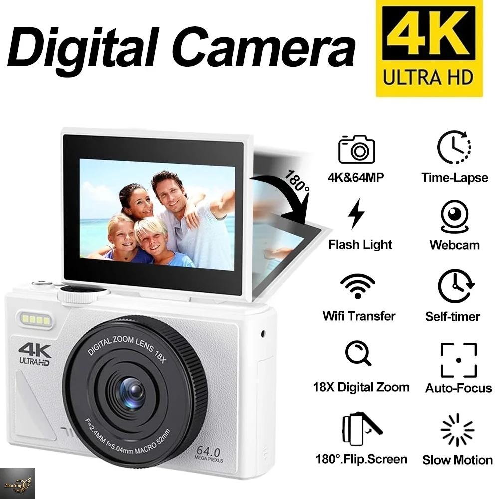 64MP 4K Vintage Digital Camera, 3.0 Inch Flip Screen WiFi 18X Zoom Vlog Video Camera Webcam for YouTube Shooting
64MP 4K Vintage Digital Camera, 3.0 Inch Flip Screen WiFi 18X Zoom Vlog Video Camera Webcam for YouTube Shooting