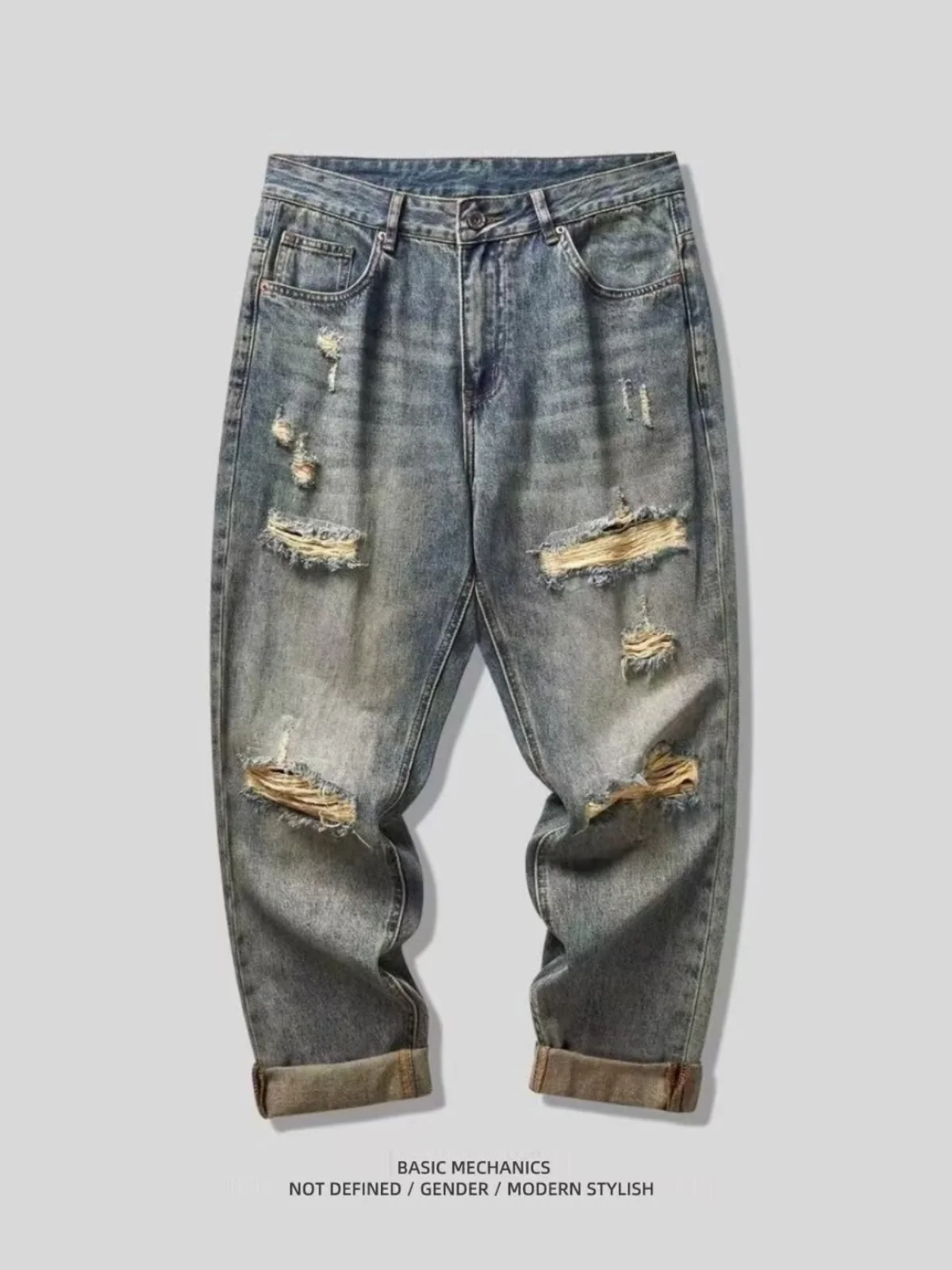 Vibe High Street Vintage Yellow Mud Waed Men's Summer Loose Straight Leg Jeans Wear Resistant Casual Long Trousers
Vibe High Street Vintage Yellow Mud Waed Men's Summer Loose Straight Leg Jeans Wear Resistant Casual Long Trousers