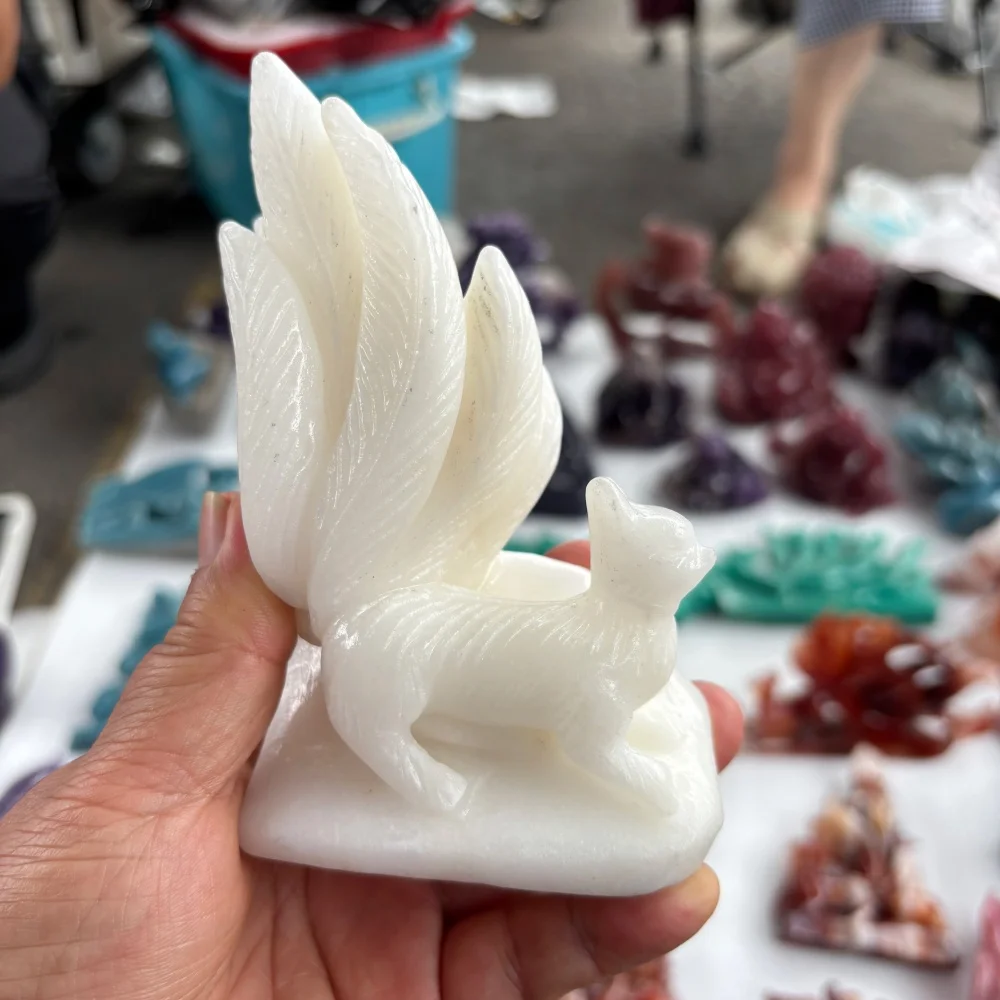 Natural White Marble Jade Nine-Tailed Fox Fairy Carving Polished Reiki Healing Feng Shui Energy Room Decorative Sculpture Gift
Natural White Marble Jade Nine-Tailed Fox Fairy Carving Polished Reiki Healing Feng Shui Energy Room Decorative Sculpture Gift