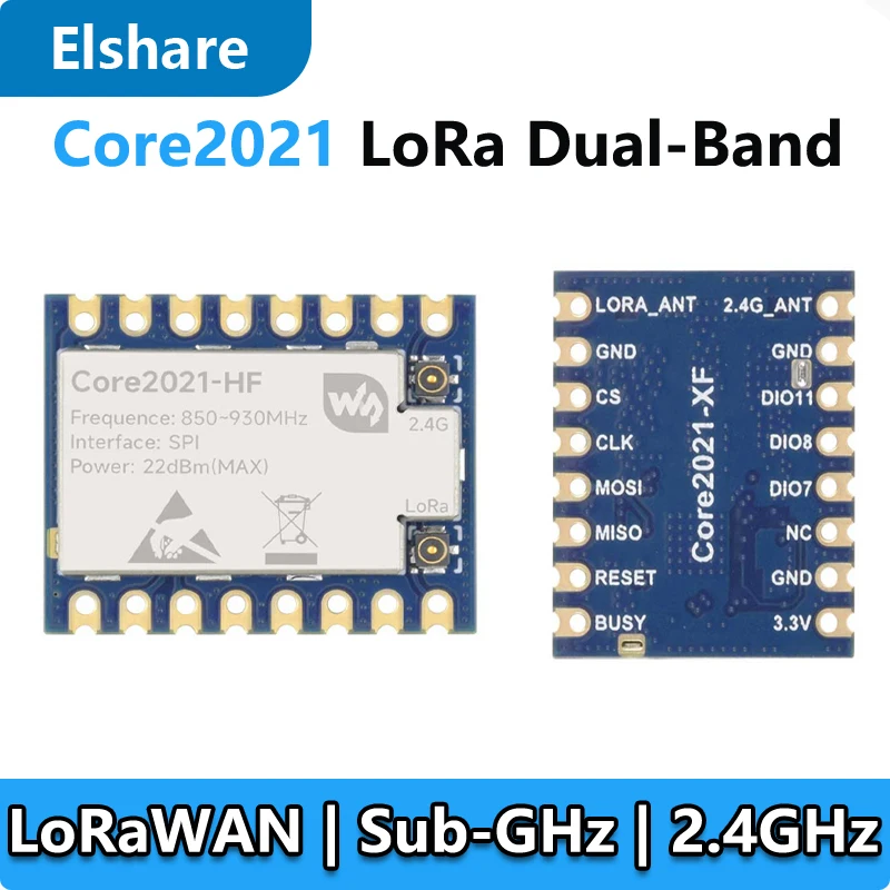 Core2021 LoRa LR2021 HF LF SPI LoRaWAN For Sub-GHz and 2.4GHz Core2021 LF/HF Dual-Band LoRa Module