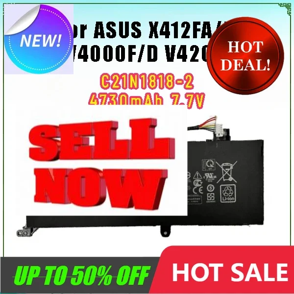 Новинка 2025 года C21N1818-2 4730 мАч 7,7 В для ноутбука ASUS X412FA/FJ V4000F/D V4200J
Новинка 2025 года C21N1818-2 4730 мАч 7,7 В для ноутбука ASUS X412FA/FJ V4000F/D V4200J