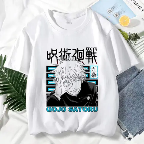 Japanese Anime Jujutsu Kaisen T Shirt for Men Gojo Satoru Print Graphic T Shirts Unisex Harajuku Fashion Casual Women Cute Tee