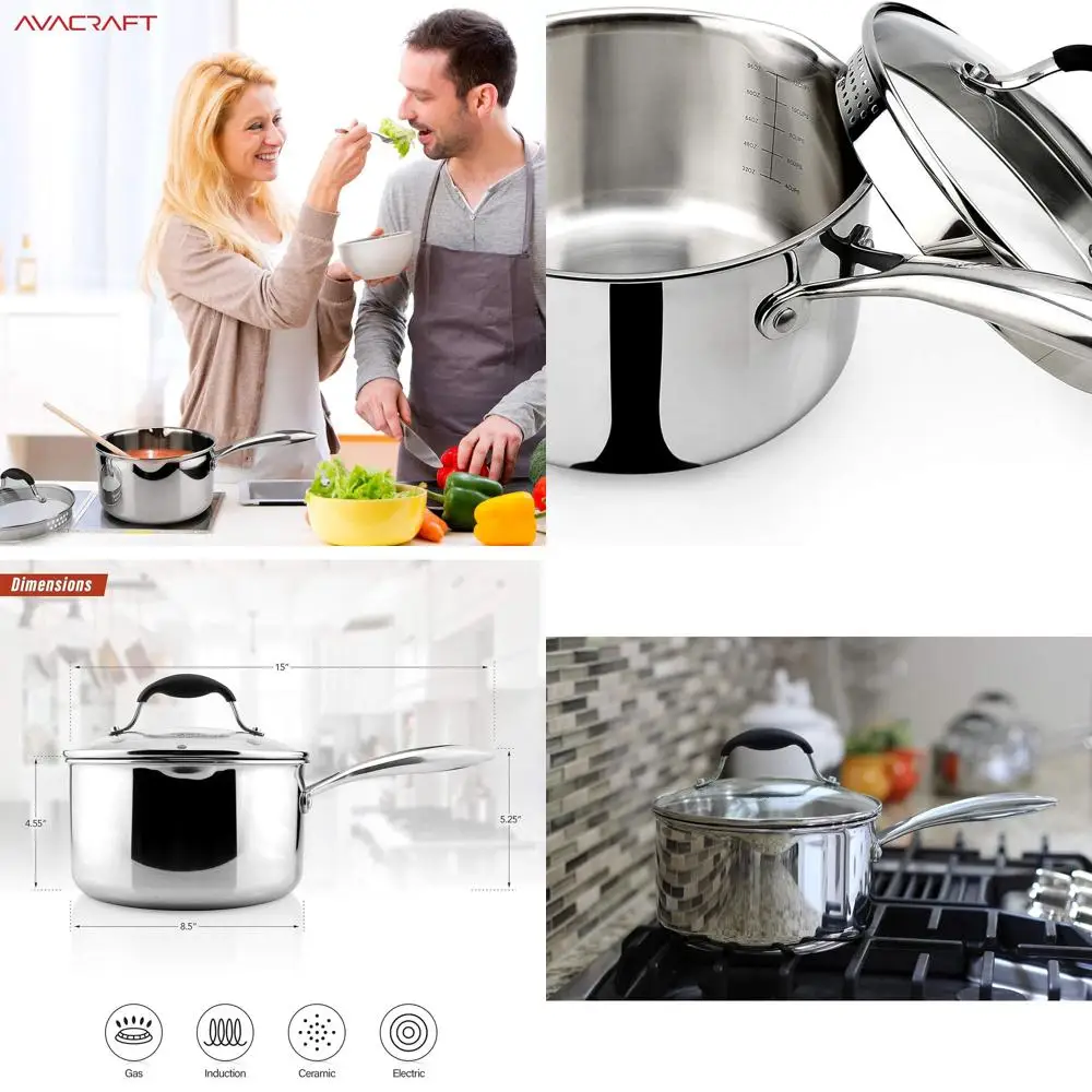 Многоцелевая трехслойная кастрюля из нержавеющей стали объемом 3,5 литра со стеклянной крышкой и двумя носиками
Многоцелевая трехслойная кастрюля из нержавеющей стали объемом 3,5 литра со стеклянной крышкой и двумя носиками