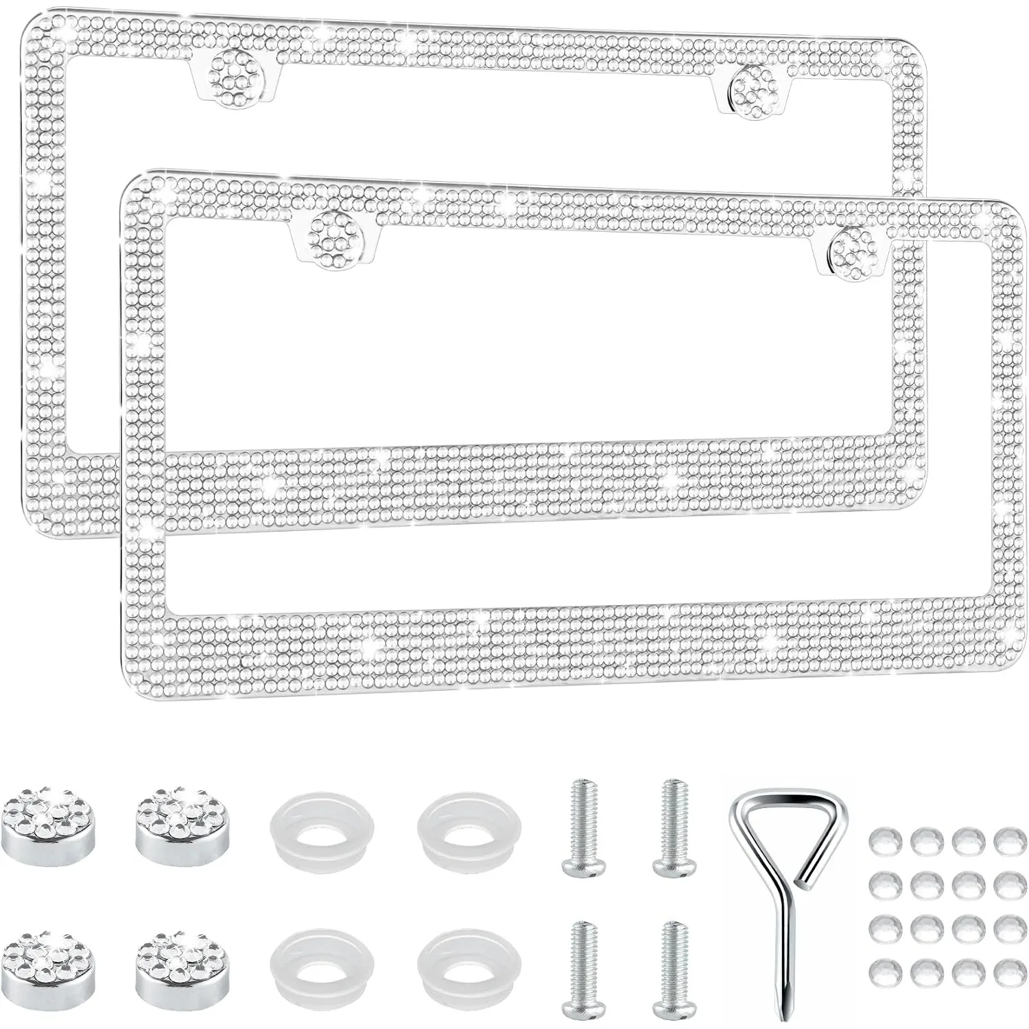 Bling License Plate Frames for Women 2 Pack Handcrafted Sparkly Rhinestone Car Accessories with 1000+ Faceted Glass Crystals &
Bling License Plate Frames for Women 2 Pack Handcrafted Sparkly Rhinestone Car Accessories with 1000+ Faceted Glass Crystals &