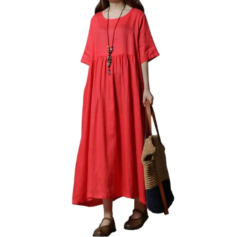 New women solid high waist half sleeve cotton linen dress plus size long Vintage Dress vestidos de mujer casual elegante
New women solid high waist half sleeve cotton linen dress plus size long Vintage Dress vestidos de mujer casual elegante